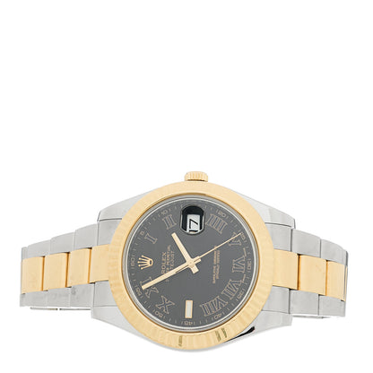 Rolex Stainless Steel 18K Yellow Gold 41mm Oyster Perpetual Datejust II Watch Black Roman 116333 2 of 5
