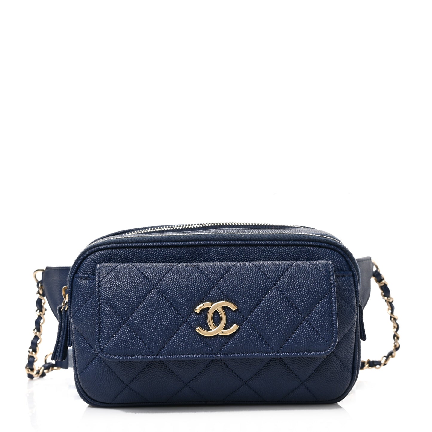 Caviar Quilted Waist Bag With Pouch Blue