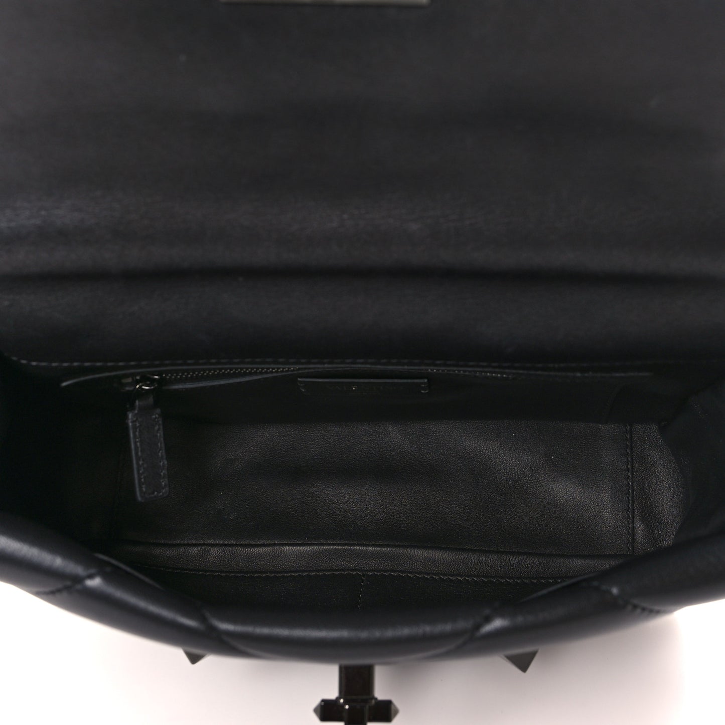 Nappa Monochrome Large Roman Stud Shoulder Bag Black