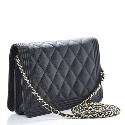 Chanel Caviar Quilted Boy Wallet On Chain WOC Black 3 of 15