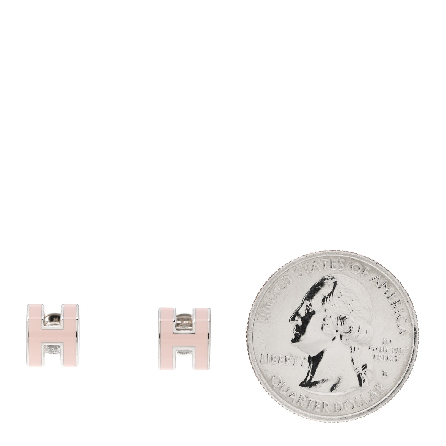 Hermes Palladium Lacquered Mini Pop H Earrings Rose Dragee 2 of 6