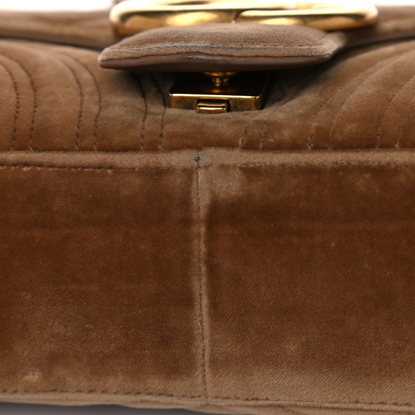 Velvet Matelasse Medium GG Marmont Shoulder Bag Taupe