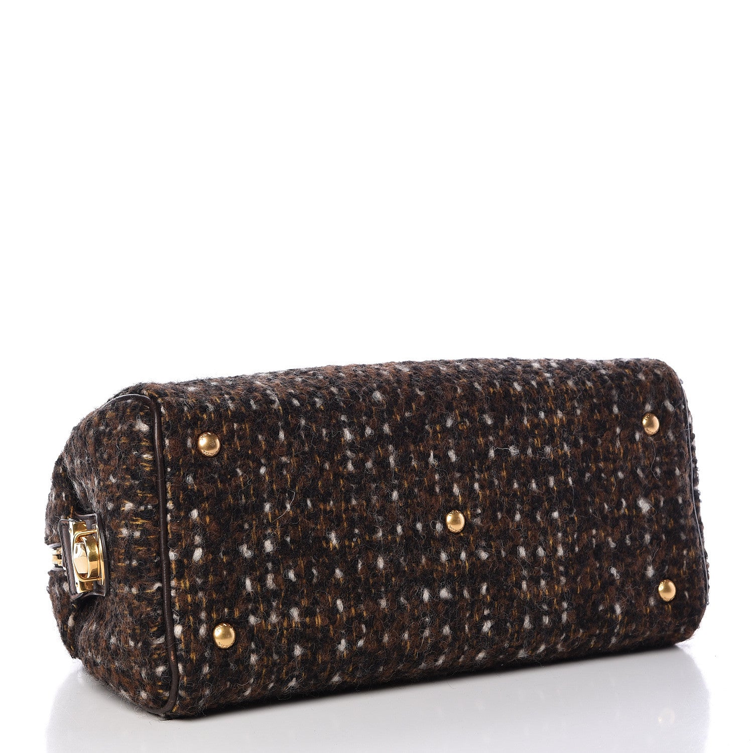 Prada Tessuto Tweed Vitello Bowling Bag Cacao Knicker 4 of 20