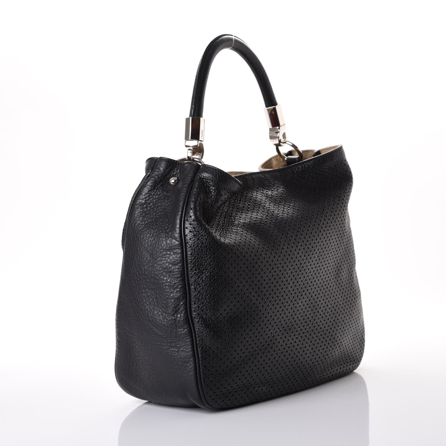 Saint Laurent Perforated Calfskin Small Roady Hobo Black 2 of 9