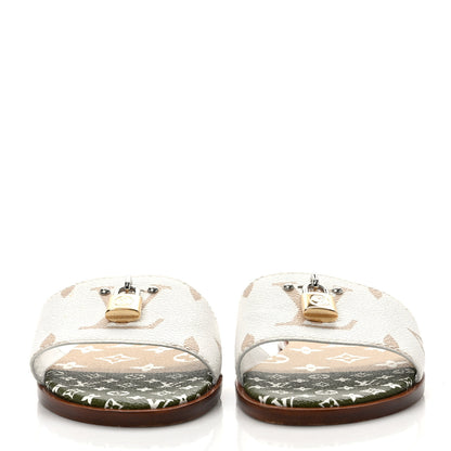 Louis Vuitton Monogram Giant Lock It Flat Mules 38 Kaki White 2 of 8