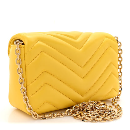 Gucci Lambskin Matelasse Mini GG Marmont Shoulder Bag Yellow 3 of 10