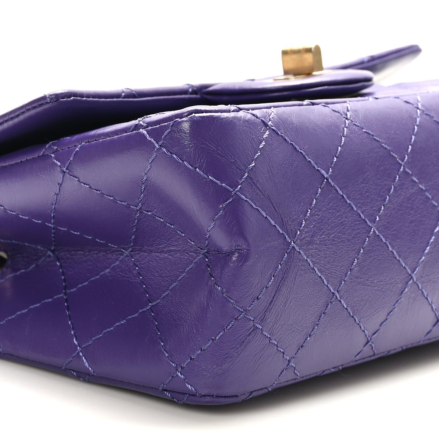 Aged Calfskin Quilted 2.55 Reissue Mini Flap Purple
