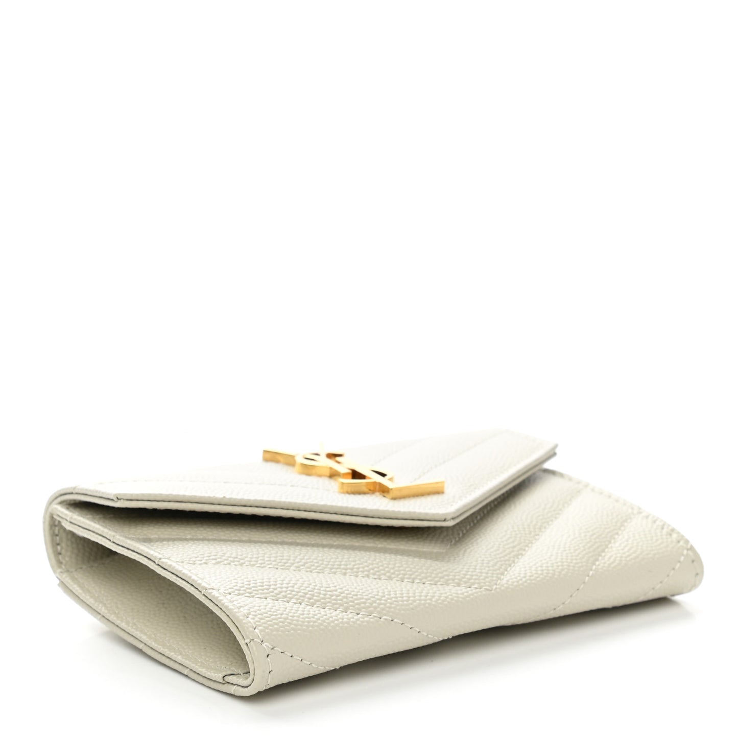 Grain De Poudre Matelasse Chevron Small Monogram Envelope Wallet Crema Soft