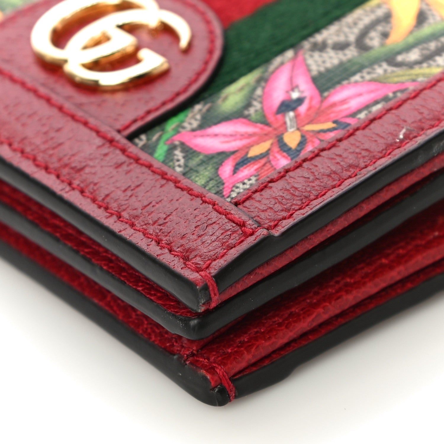 Gucci GG Supreme Monogram Flora Web Ophidia Card Case Red 9 of 10