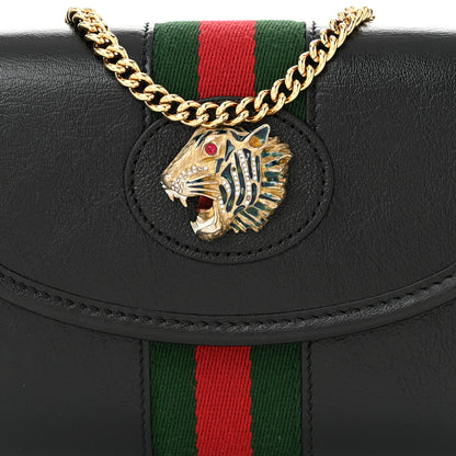 Gucci Textured Calfskin Web Mini Rajah Slim Flap Shoulder Bag Black 8 of 11