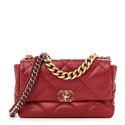 Chanel Goatskin Quilted Large Chanel 19 Flap Red 1 of 10