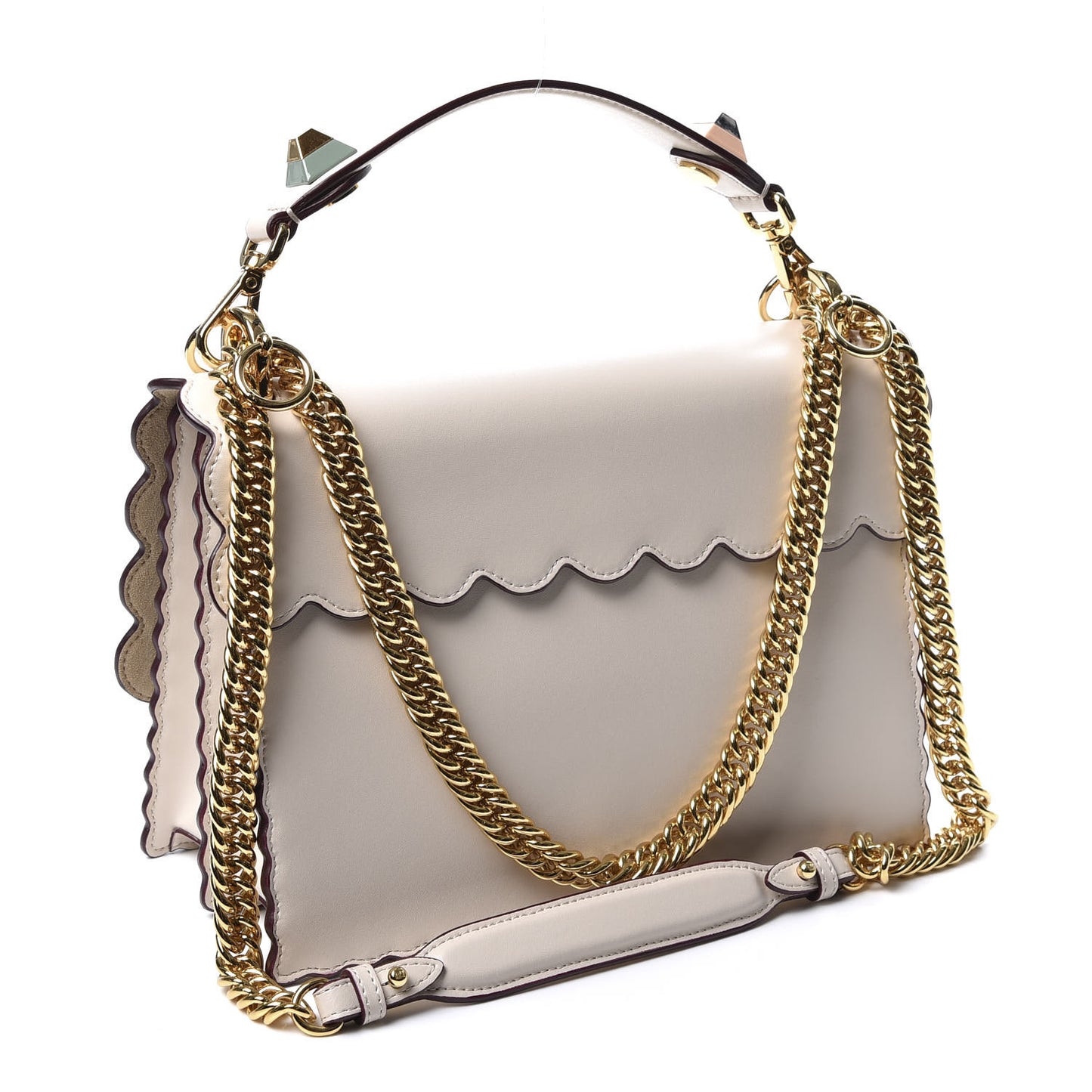 Vitello Liberty Scalloped Studded Kan I Shoulder Bag Camelia