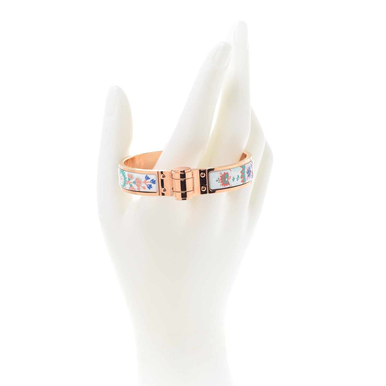 Hermes Enamel Printed Paisley From Paisley Narrow Hinged Bracelet S Miami 2 of 6