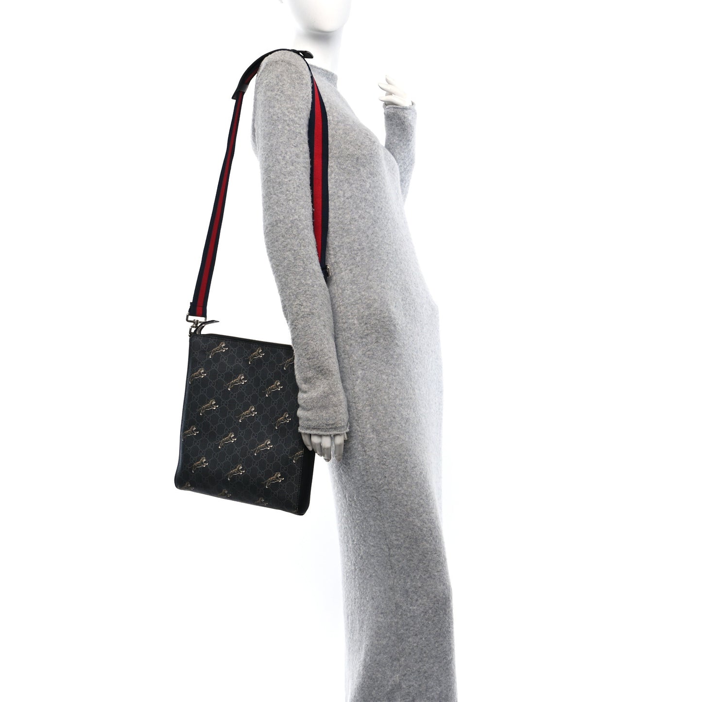 GG Supreme Monogram Tigers Web Messenger Bag Black Multicolor