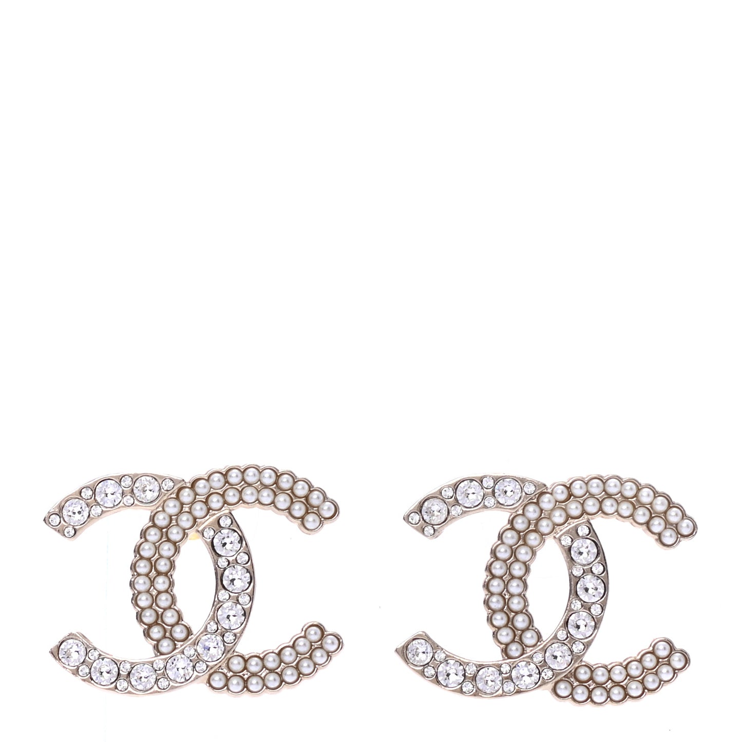 Crystal Pearl CC Large Earrings Gold