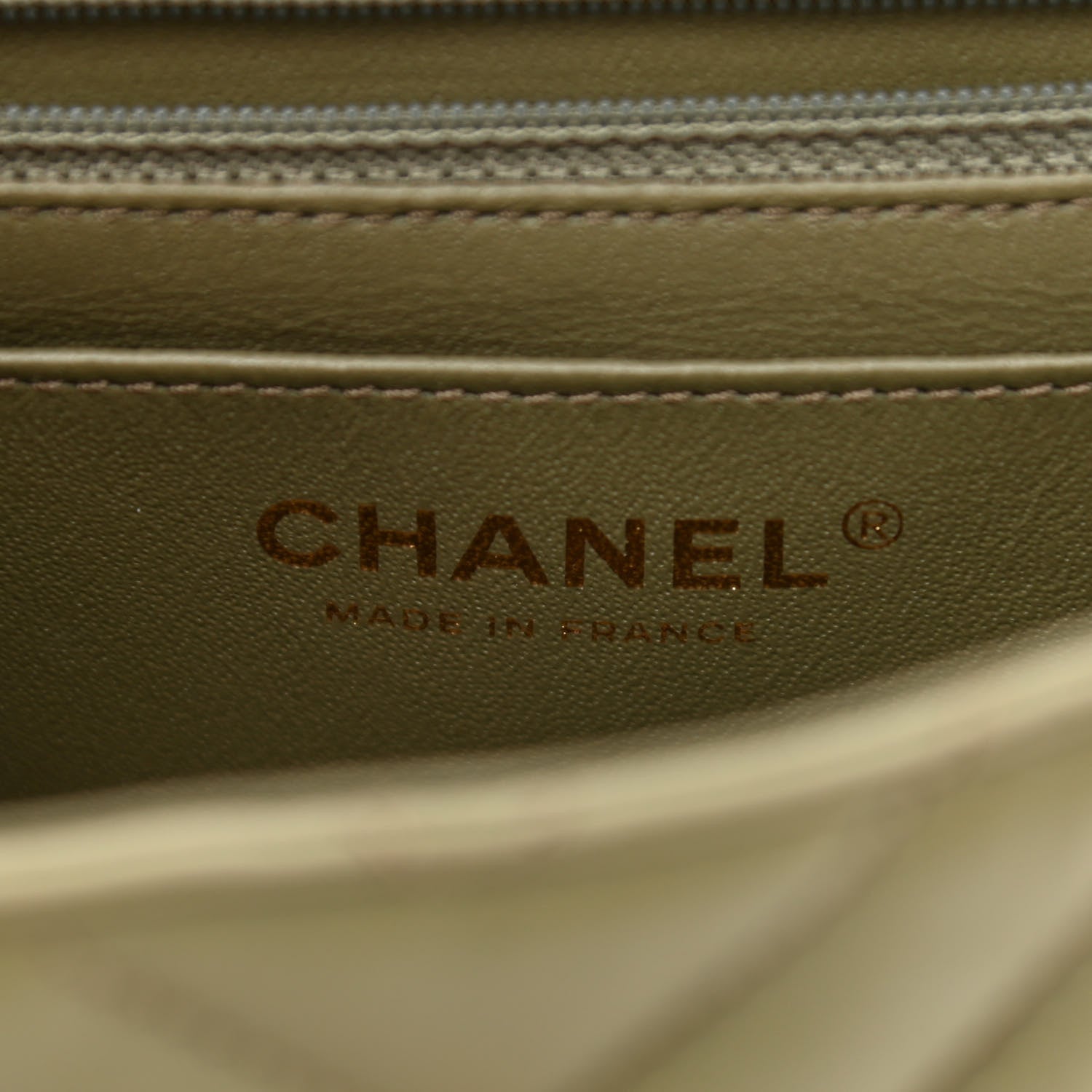 Chanel Calfskin Chevron Quilted Mini Rectangular Flap Khaki 6 of 11