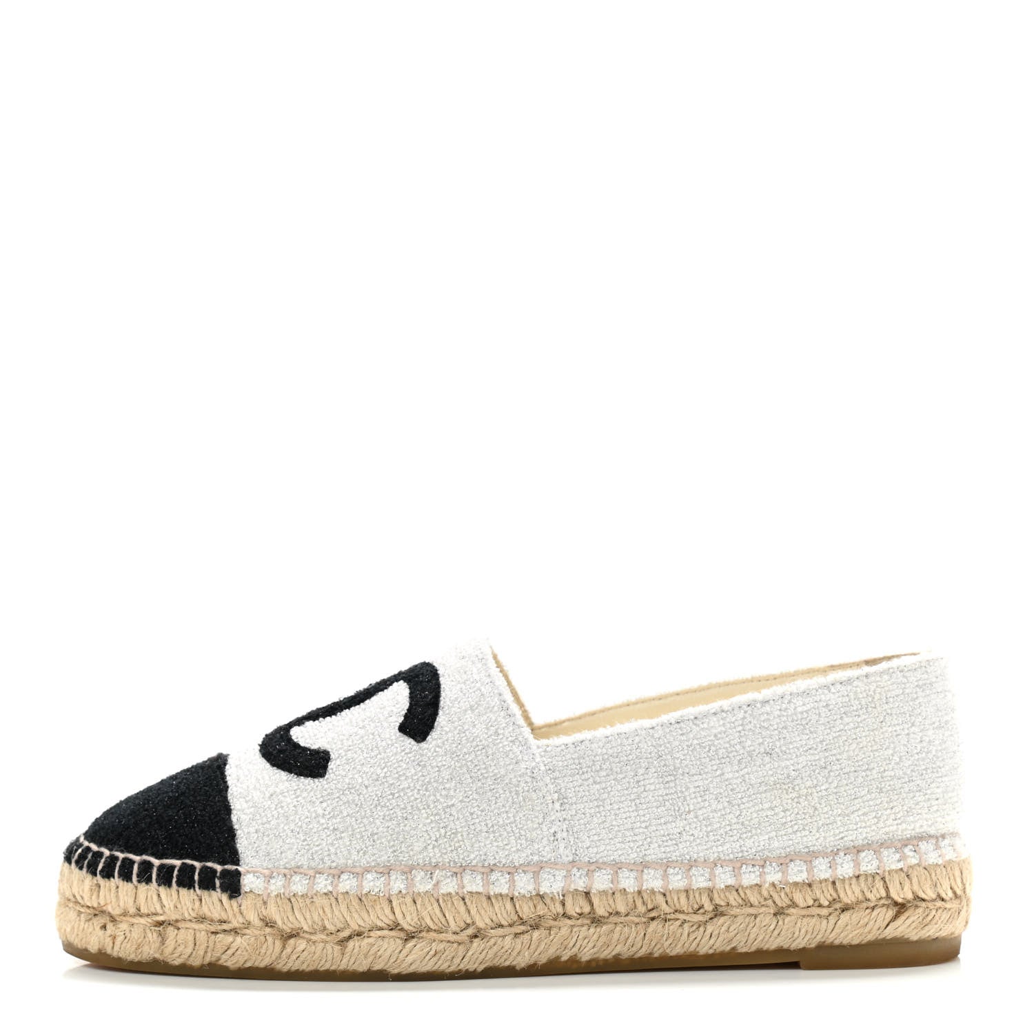 Chanel Terry Cloth CC Espadrilles 36 Silver Black 1 of 10