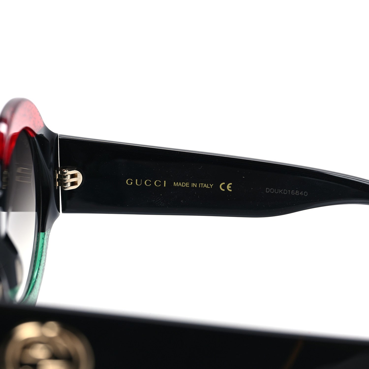 Gucci Round Frame GG0084S Sunglasses Glitter Red Green 6 of 7