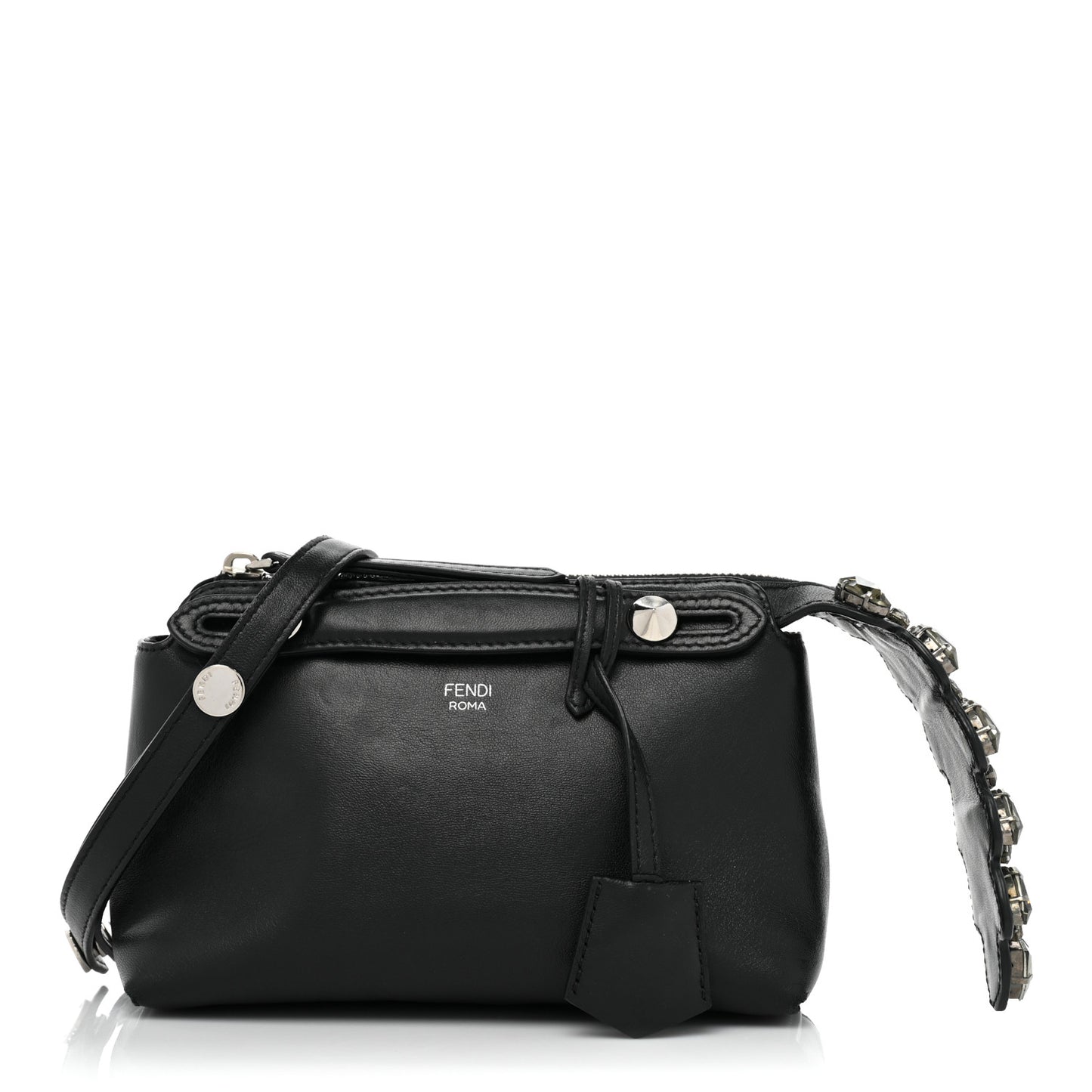 Shiny Nappa Crystal Croc Tail Mini By The Way Boston Bag Black Smoky Quartz