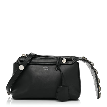 Fendi Shiny Nappa Crystal Croc Tail Mini By The Way Boston Bag Black Smoky Quartz 1 of 12