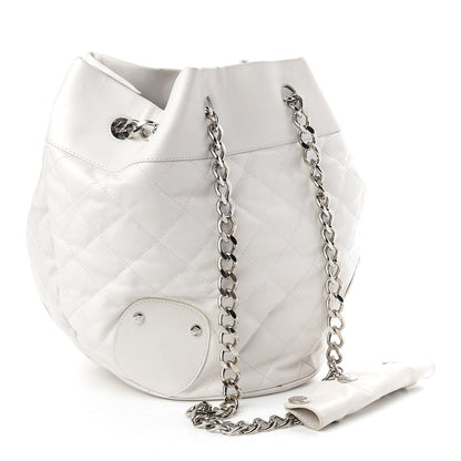 Burberry Calfskin Quilted Bucket Shoulder Bag White 3 of 9