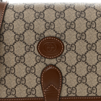 Gucci GG Supreme Monogram Azalea Calfskin Mini Retro Interlocking G Flap Shoulder Bag Beige Ebony Brown Sugar 7 of 9
