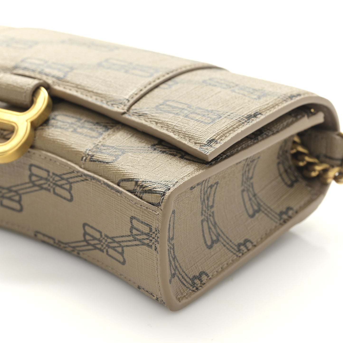 Coated Canvas BB Monogram Hourglass Chain Bag Beige Brown