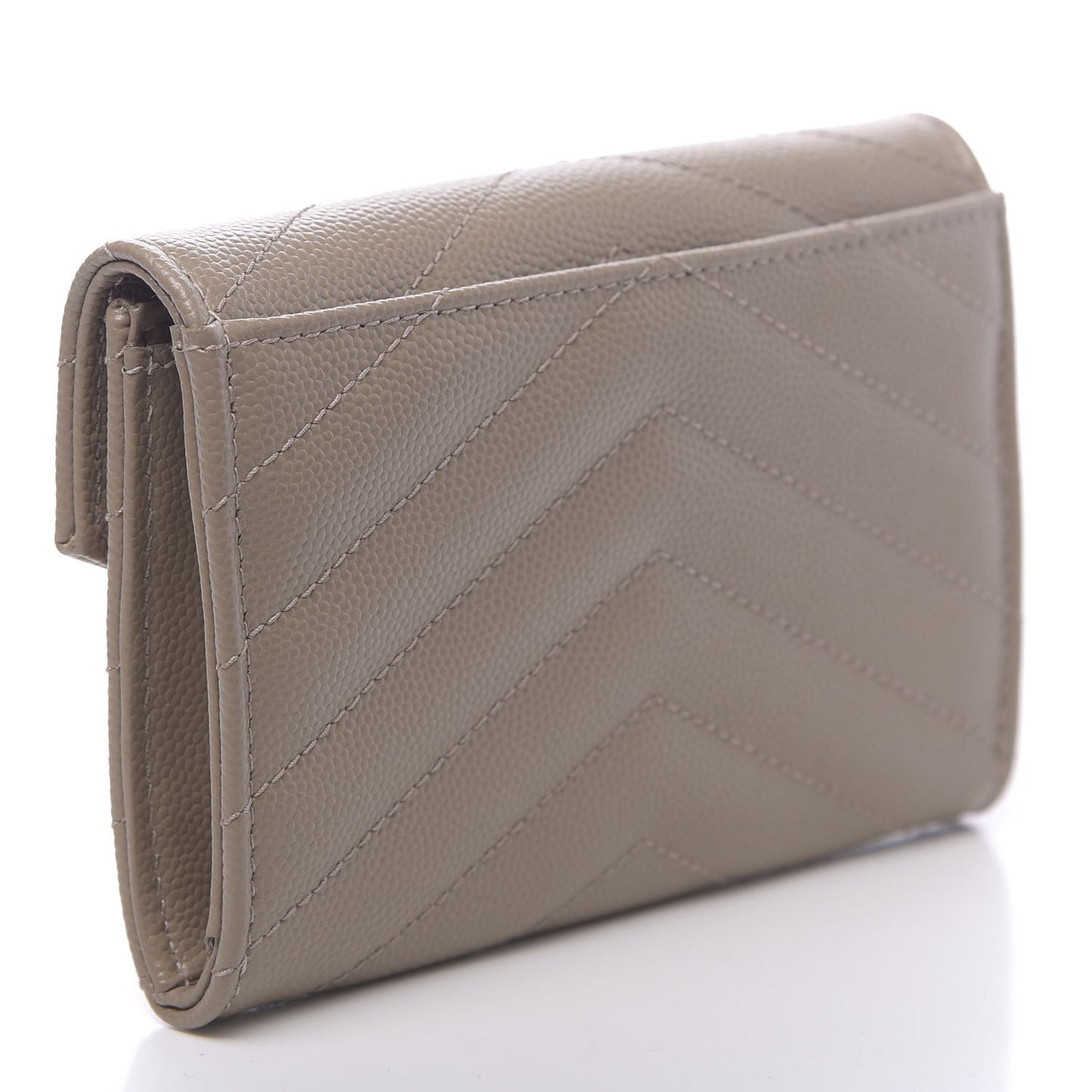 Grain De Poudre Matelasse Chevron Small Monogram Envelope Wallet Dark Beige