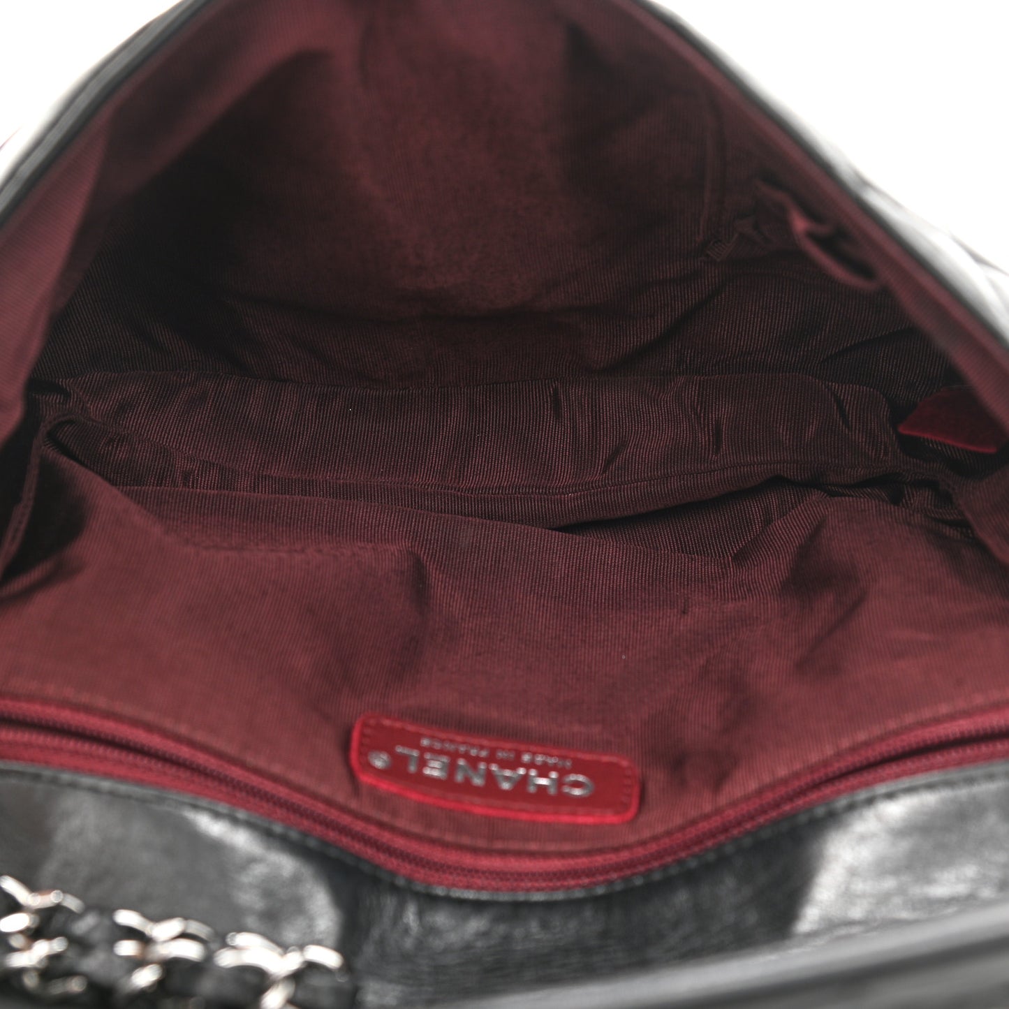 Lambskin Quilted Pile Ou Face Flap Black