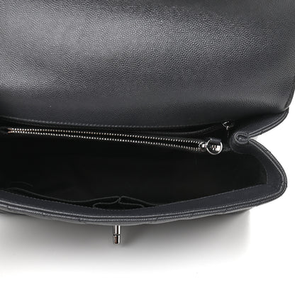 Chanel Caviar Chevron Quilted Small Coco Handle Flap Dark Grey 4 of 9