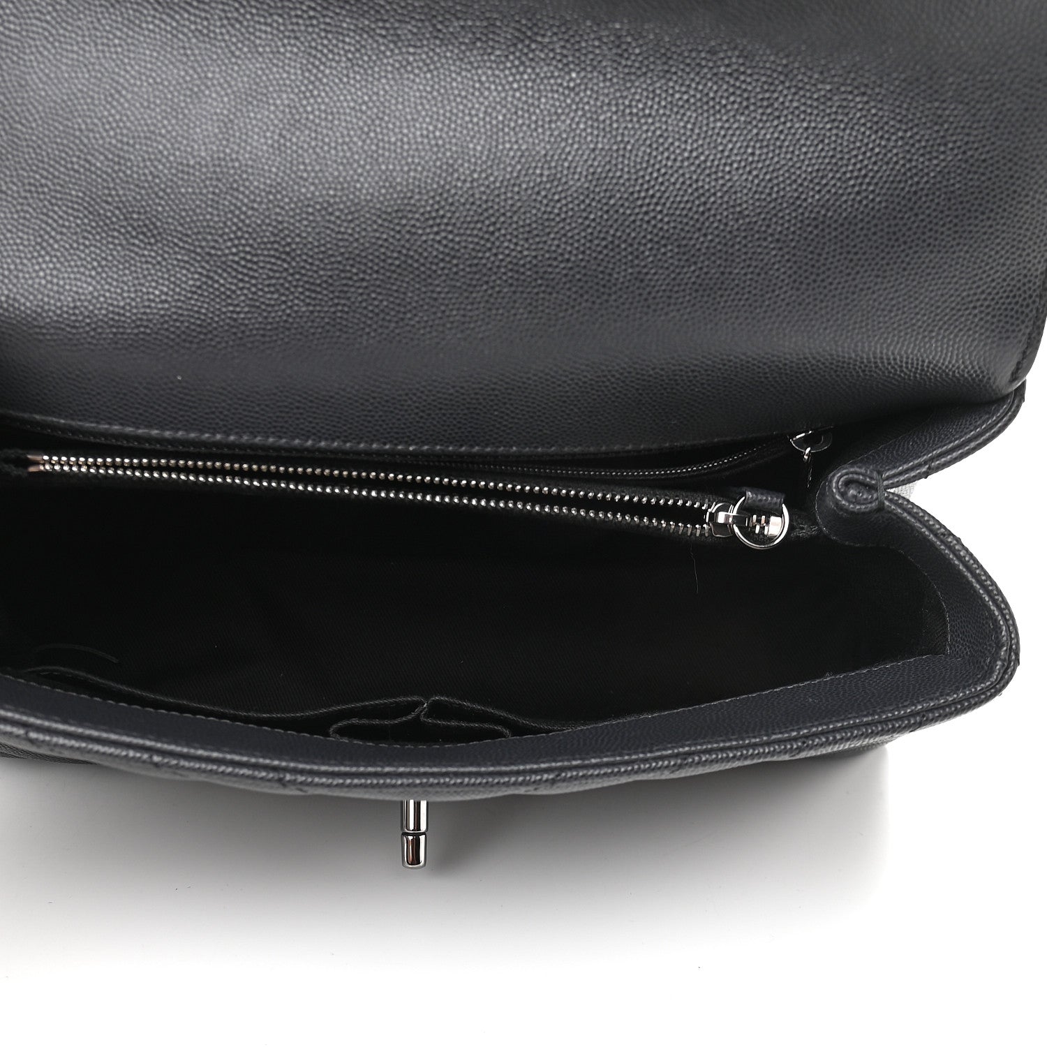 Chanel Caviar Chevron Quilted Small Coco Handle Flap Dark Grey 4 of 9