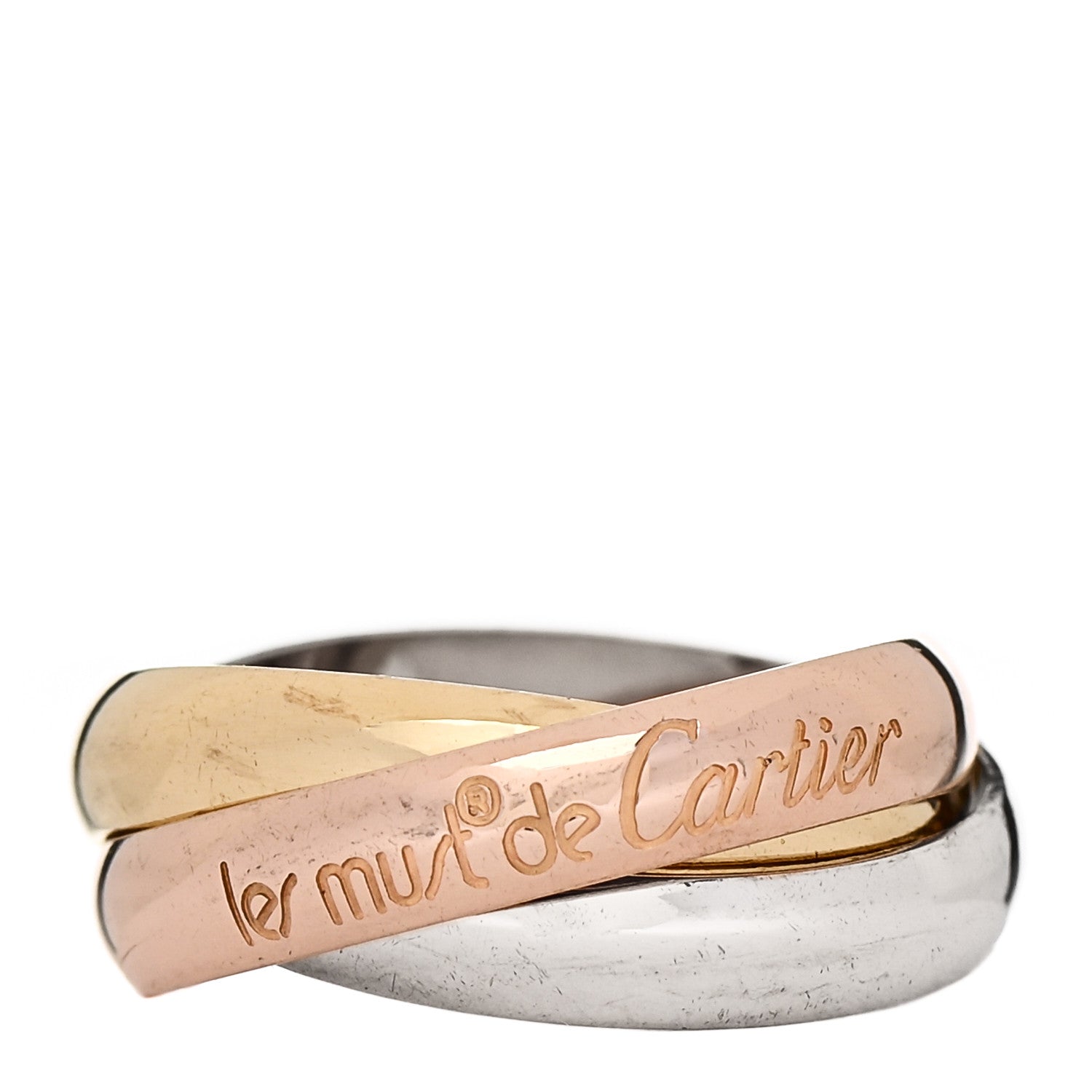Cartier 18K Pink Yellow White Gold Classic Les Must De Cartier Trinity Ring 49 4.75 1 of 4