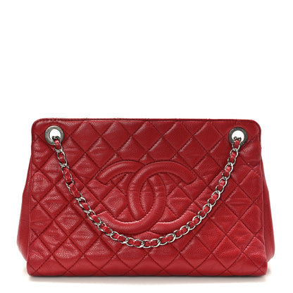 Chanel Caviar Quilted Timeless CC Shopping Tote Red 1 of 9
