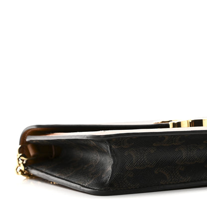 Celine Triomphe Canvas Calfskin Margo Wallet on Chain Tan 9 of 10