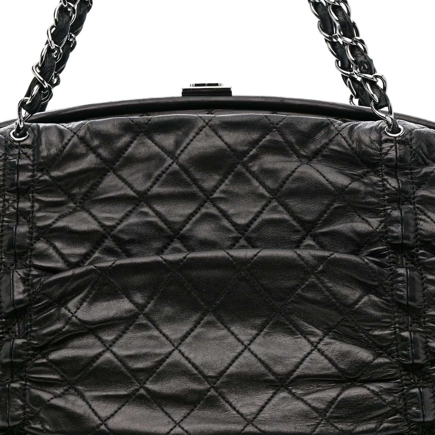 Chanel Lambskin Quilted Sharpei Frame Tote Black 8 of 16