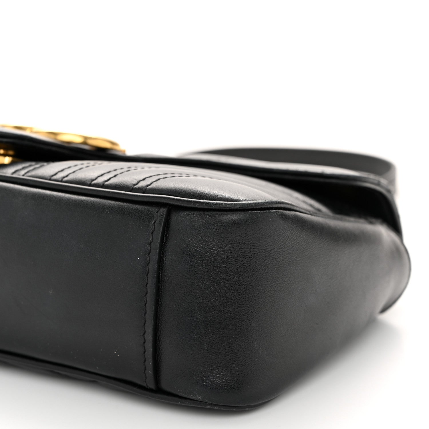 Gucci Calfskin Matelasse Small GG Marmont Shoulder Bag Black 10 of 12