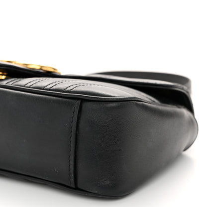 Gucci Calfskin Matelasse Small GG Marmont Shoulder Bag Black 10 of 12