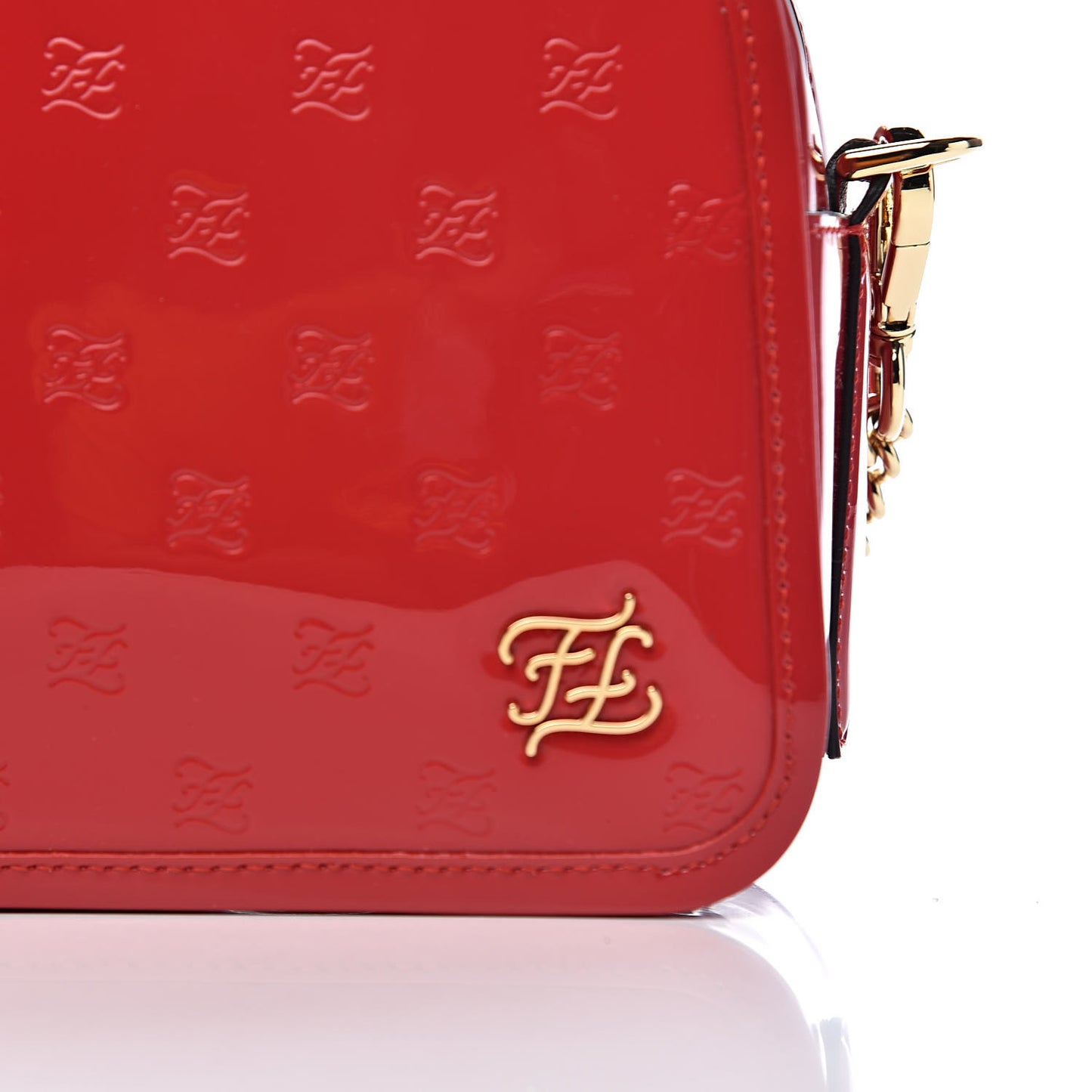 Vitello Vernice Mou Karligraphy Embossed Camera Case Rosso Cardinale