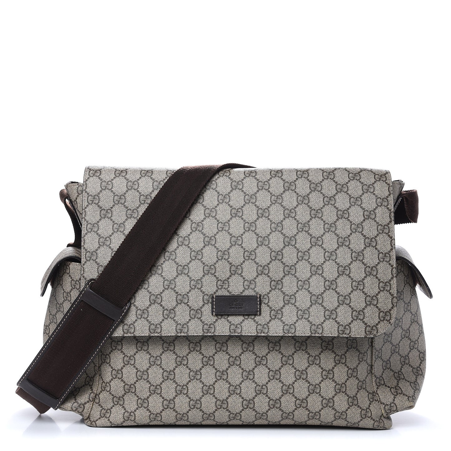 GG Plus Monogram Messenger Diaper Bag Dark Brown