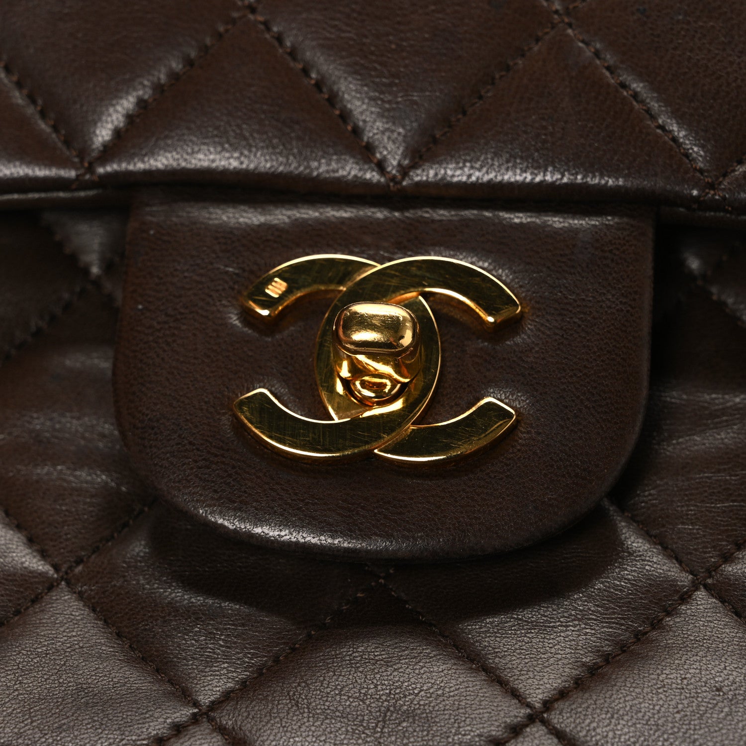 Chanel Lambskin Quilted Medium Double Flap Dark Brown 1911837