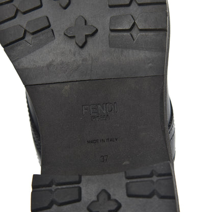 Fendi Calfskin Stretch Fabric Rockoko Biker Boots 37 Tobacco Black Marino 6 of 8