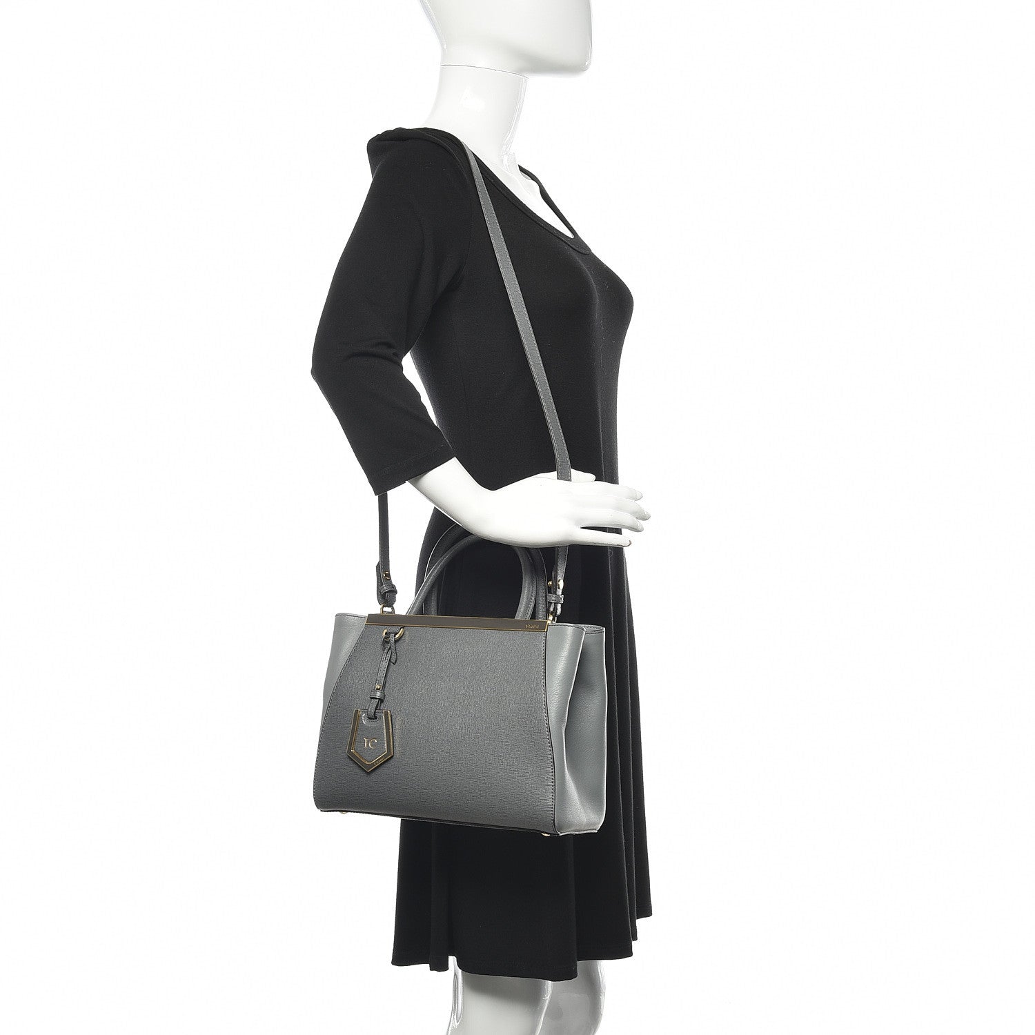 Fendi Vitello Elite Petite 2Jours Tote Grigio Grigio Chiaro 2 of 11