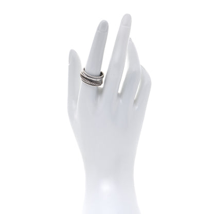David Yurman Sterling Silver 14K White Gold Diamond 11mm Wide Crossover Cable Ring 58 8.5 2 of 5