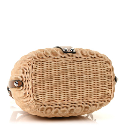 Prada Wicker City Calfskin Shoulder Bag Naturale Cognac 4 of 11