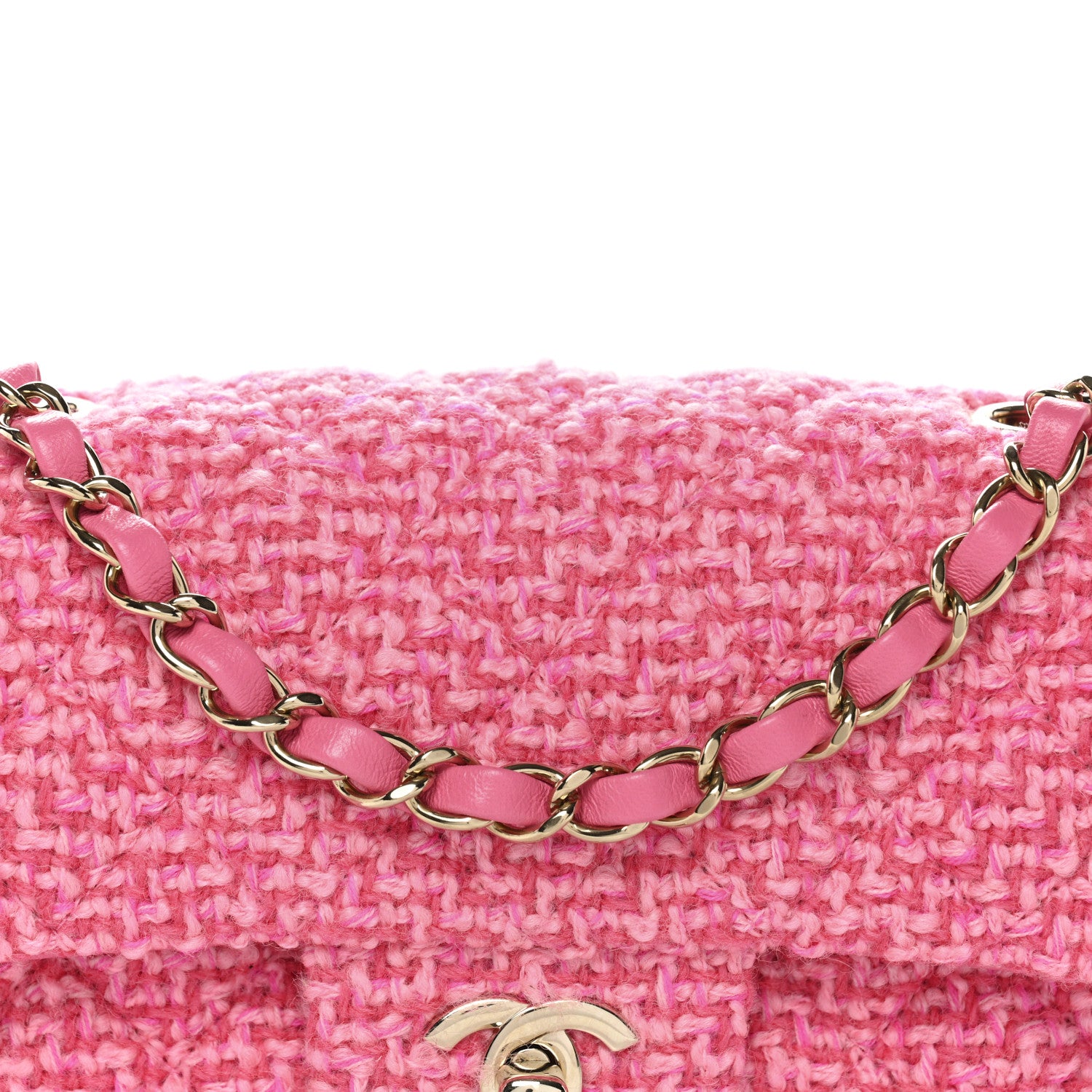 Chanel Wool Tweed Quilted Mini Rectangular Flap Dark Pink Fuchsia 8 of 10
