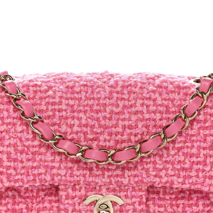 Chanel Wool Tweed Quilted Mini Rectangular Flap Dark Pink Fuchsia 8 of 10