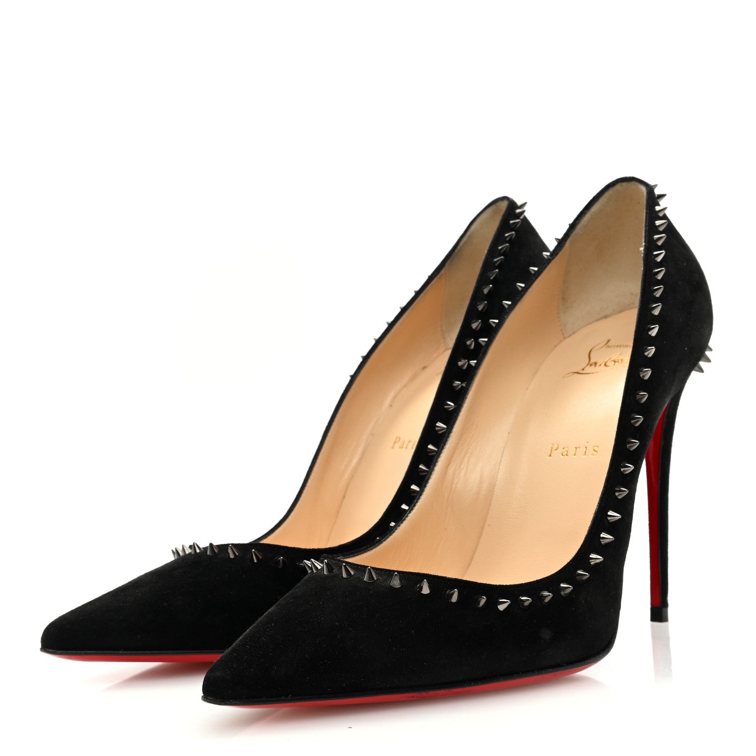 Christian Louboutin Suede Studded Anjalina 85 Pumps 40.5 Black 2 of 8