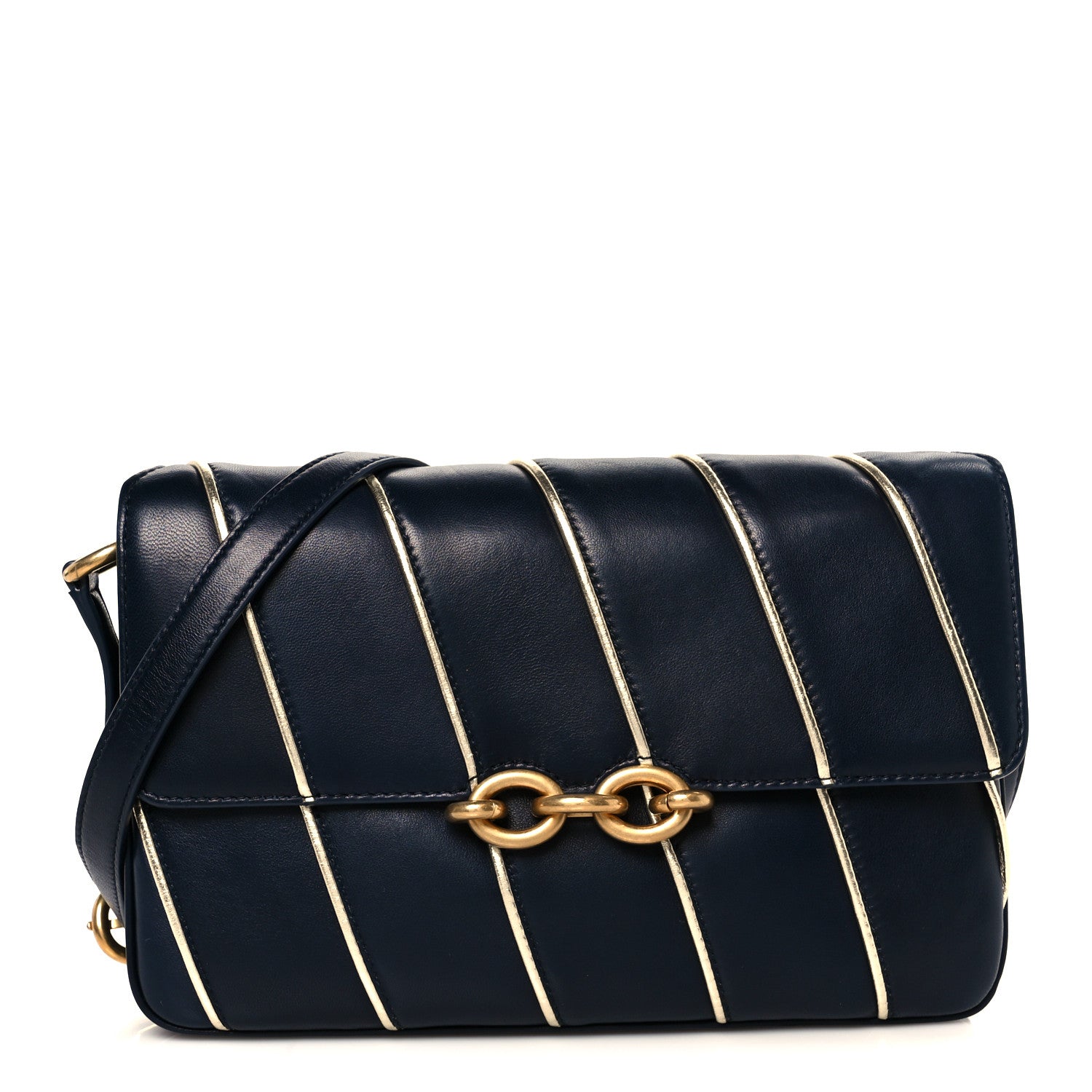 Saint Laurent Lambskin Quilted Le Maillon Satchel Marine 1 of 11
