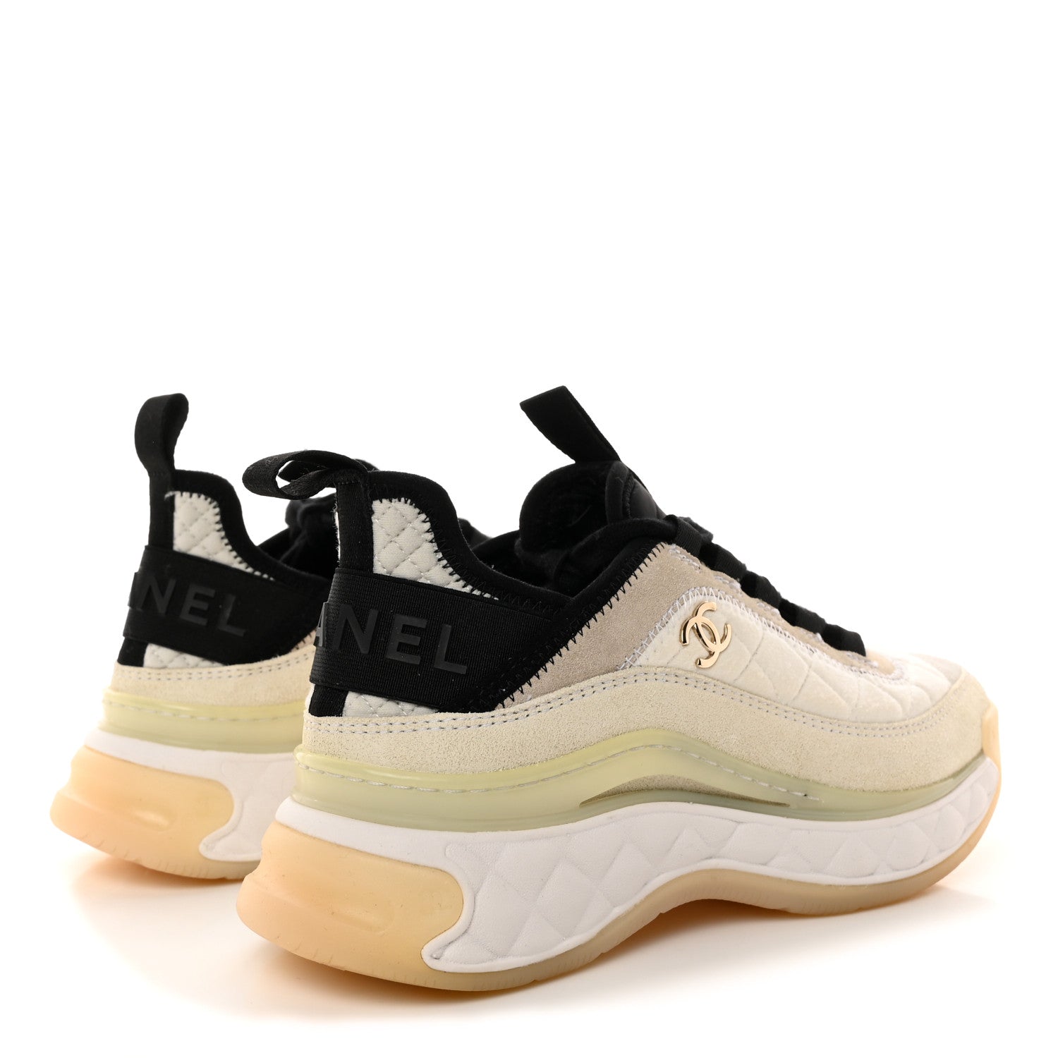 Chanel Fabric Suede Calfskin CC Sneakers 35 White Ivory 4 of 11