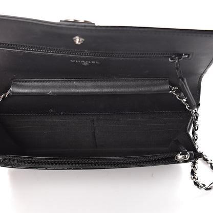 Chanel Patent Calfskin Quilted Boy Wallet On Chain WOC Black 5 of 13